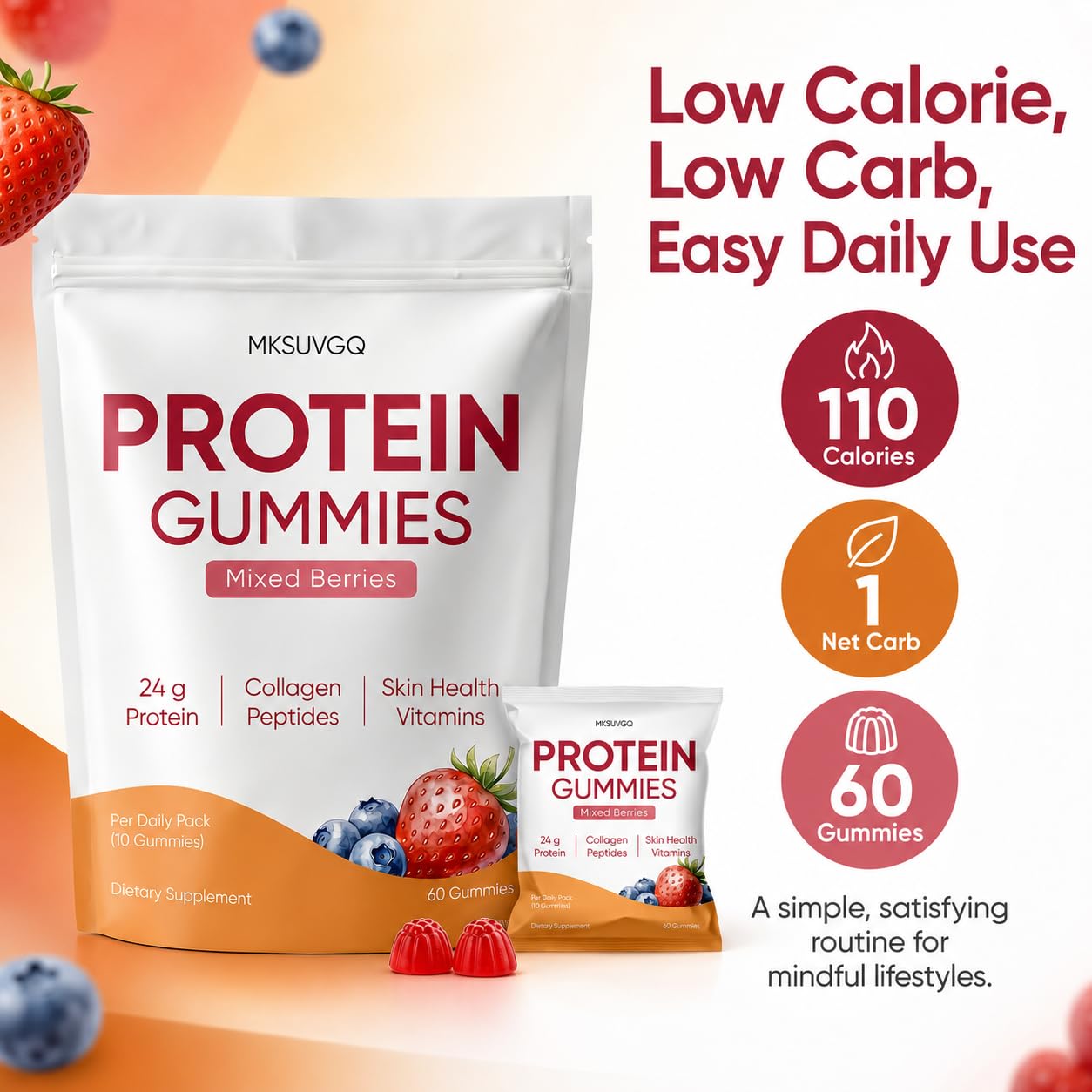 MKSUVGQ Protein Gummies, 60 Gummies