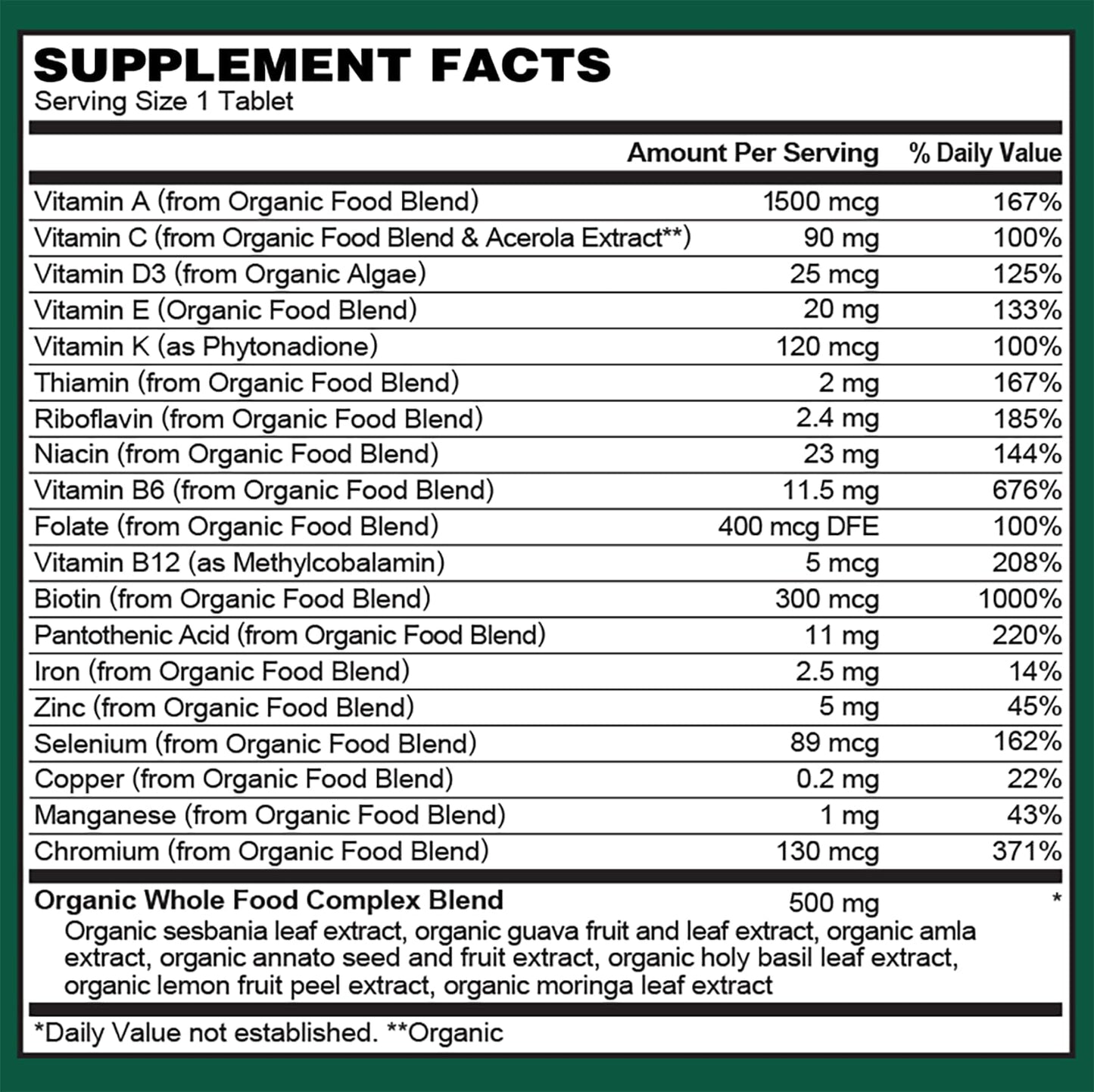 PlantFusion Organic Multivitamin for Women with Iron - 60 Tablets