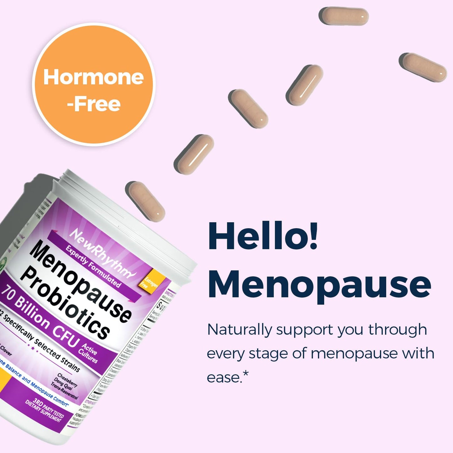 NewRhythm Probiotic Bundle: Complete Digestive Health + Menopause Relief with Black Cohosh, Prebiotics, 20 Strains, Targeted Release Technology, Non-GMO, 90 Capsules