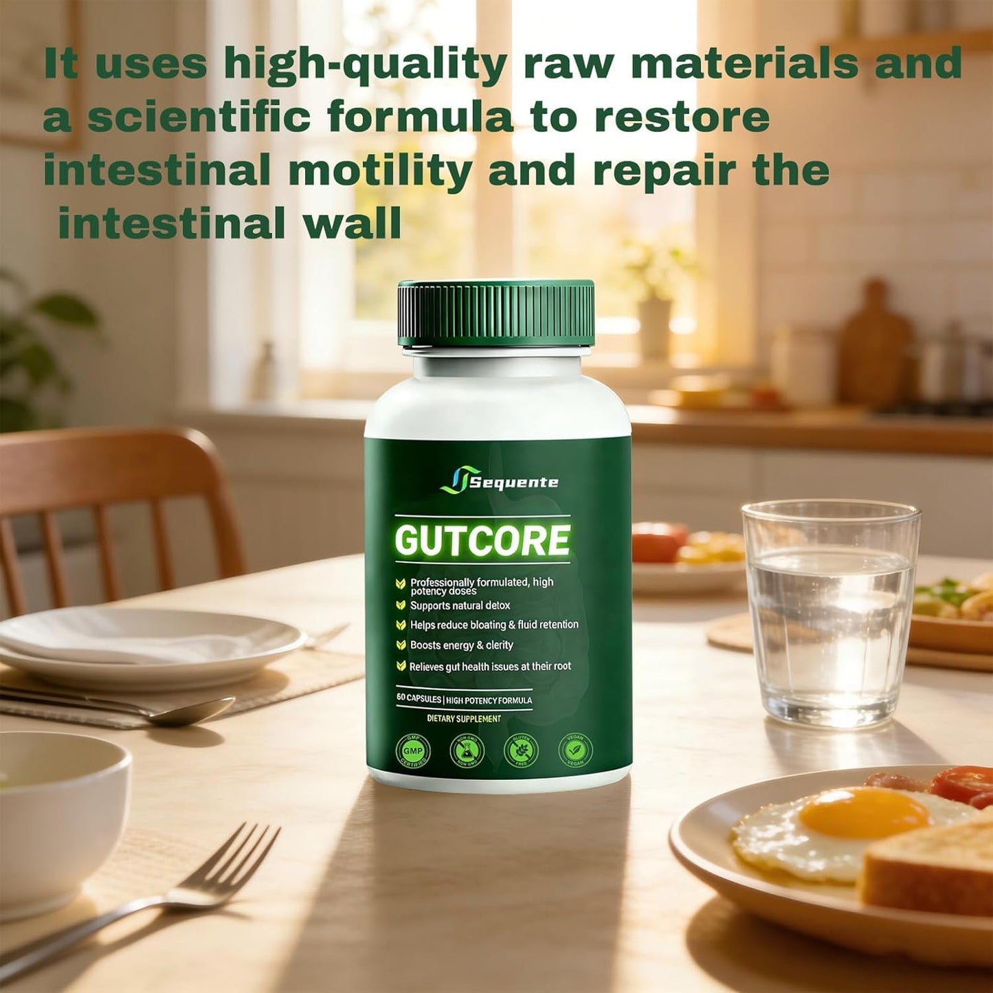 Glowrizon Sequente GutCore Max Strength Gut Drainage Capsules 60 Count