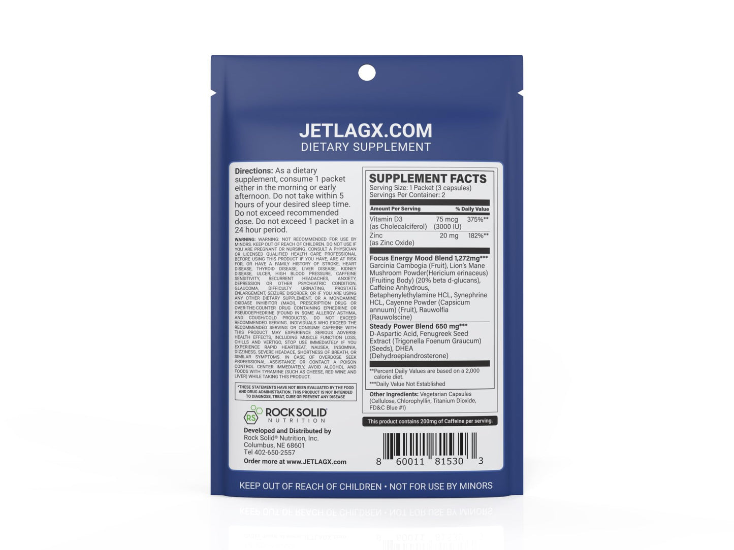 ROCK SOLID Jetlag X Capsule, 6 Count