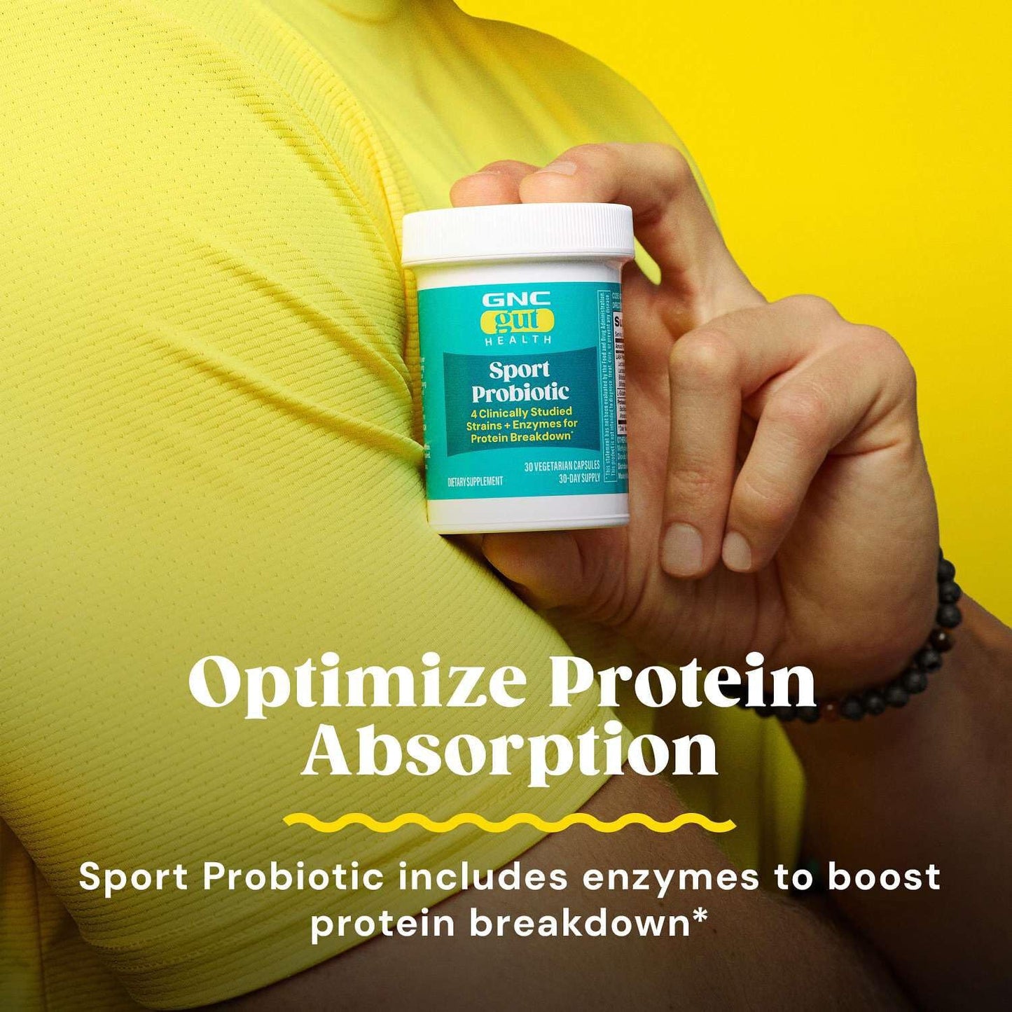 GNC Sport Probiotic 25 Billion CFU, Clinically Studied Strains and Enzymes, GI Comfort for Athletics, 30 Capsules