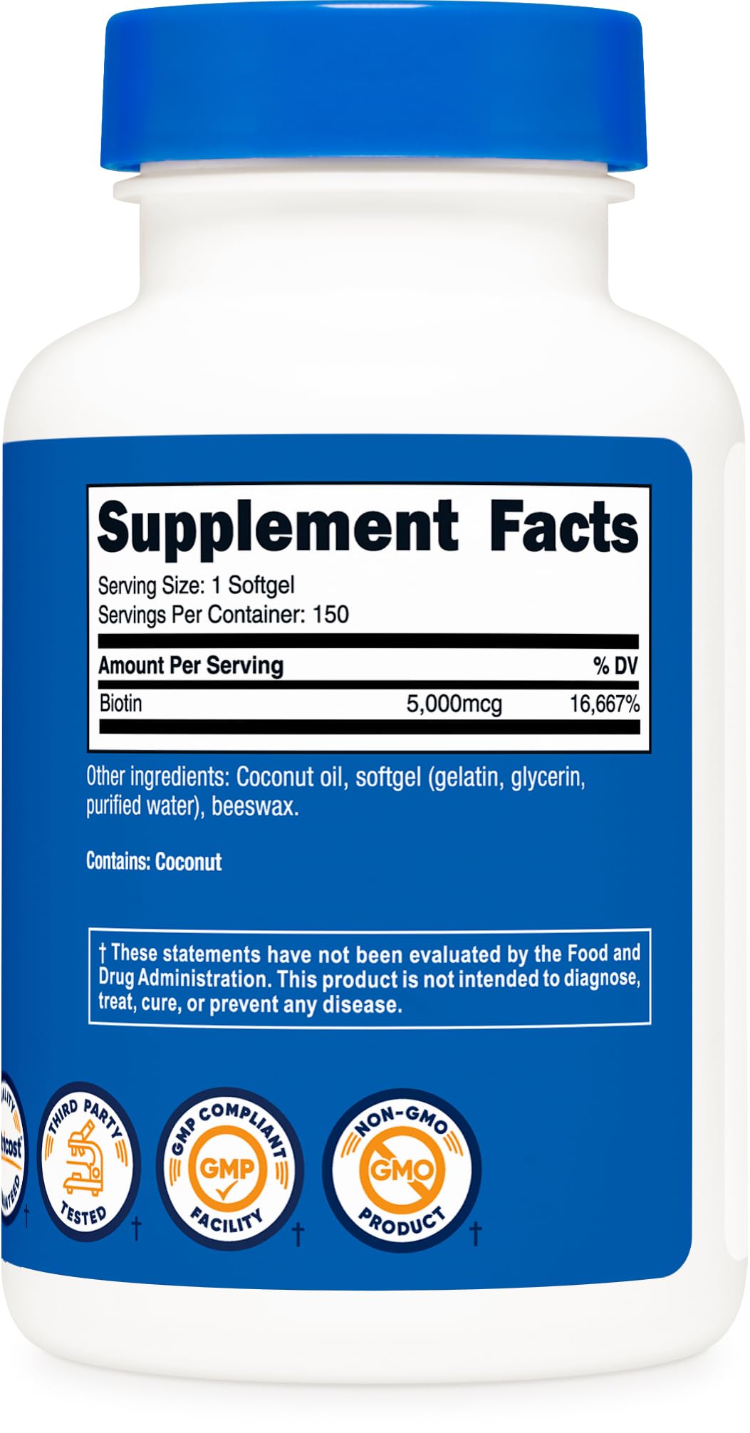 Nutricost Biotin 5000mcg Softgels, 150 Count