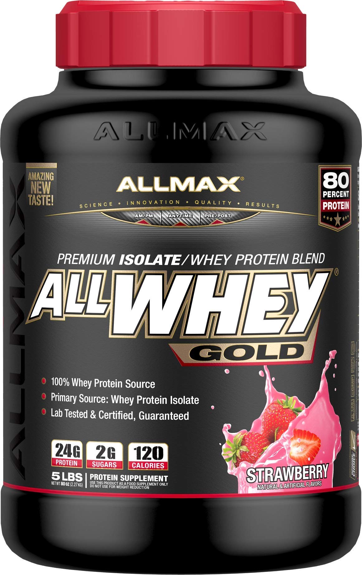 ALLMAX Allwhey Gold Protein Powder 5lbs Strawberry 1 Container