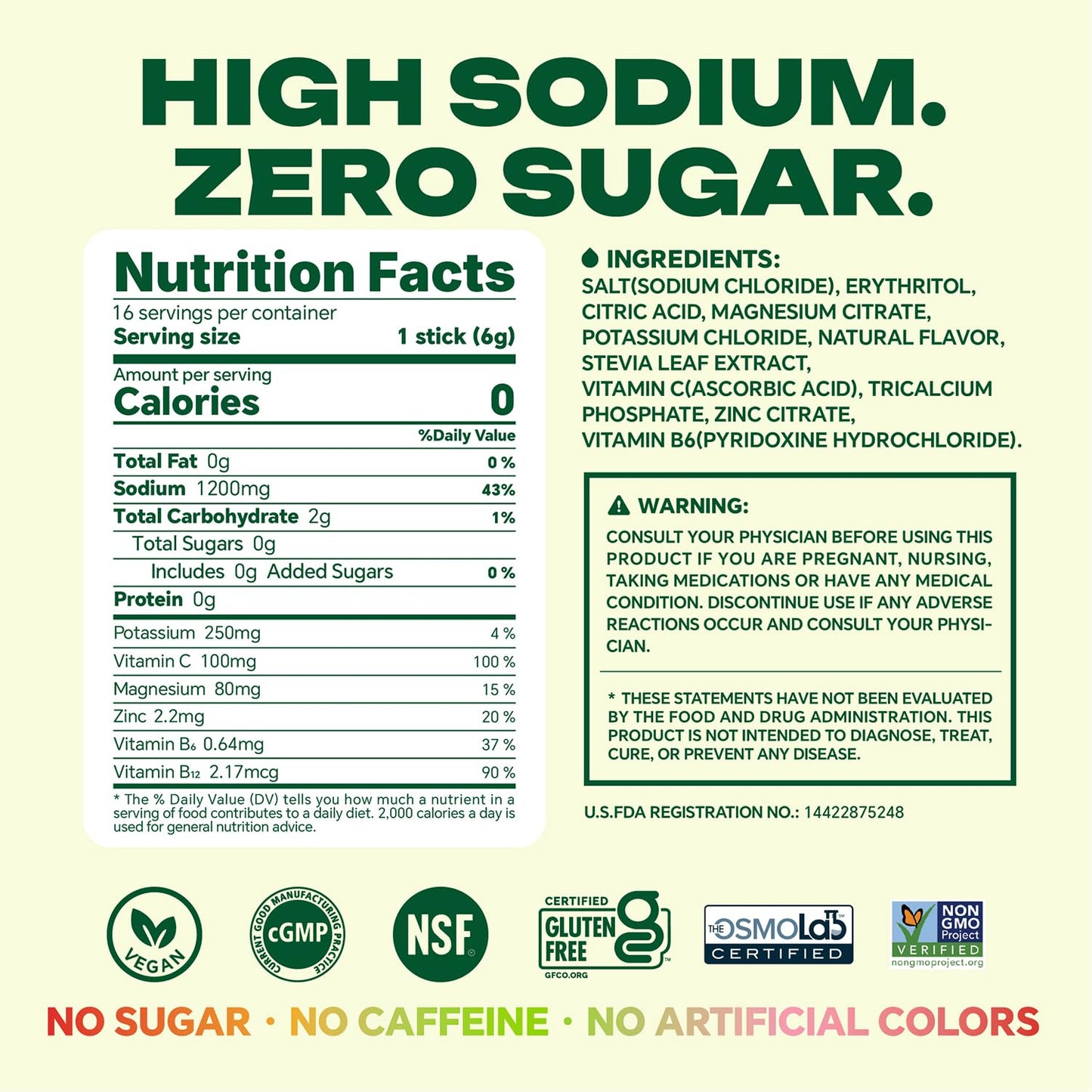 Mynzevirix High Sodium Sugar Free Electrolyte Powder Packets 6.35