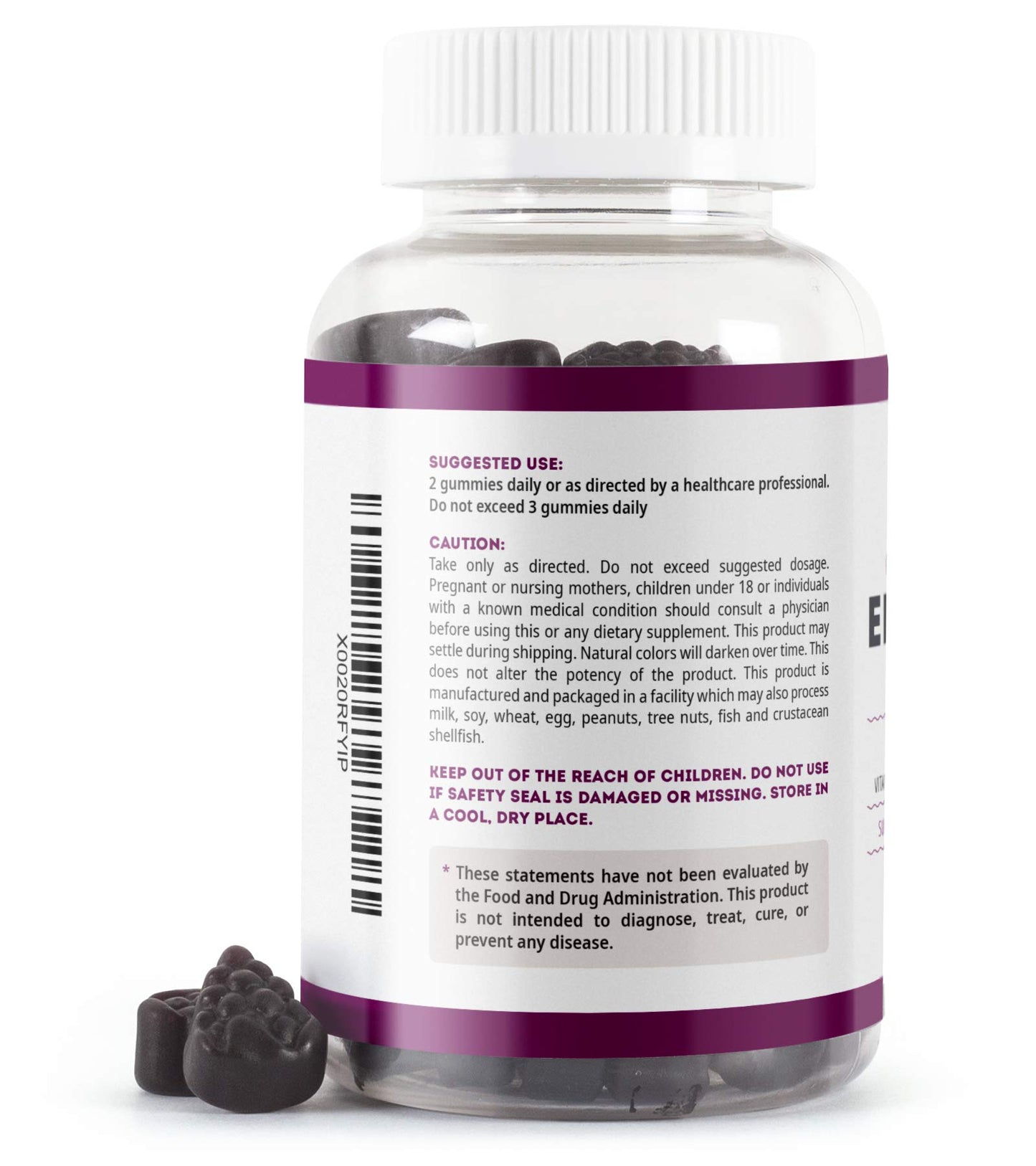 Kate Naturals Elderberry Gummies with Vitamin C and Zinc for Adults & Kids, 90 Gummies