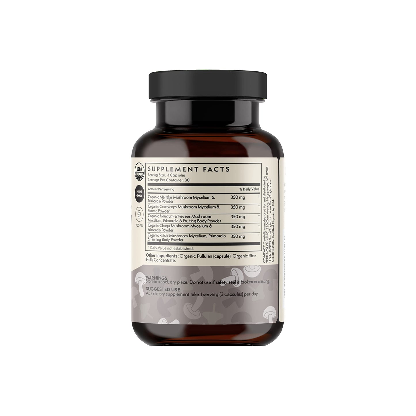 TERRA ORIGIN Healthy Mushroom Complex Supplement 90 Capsules
