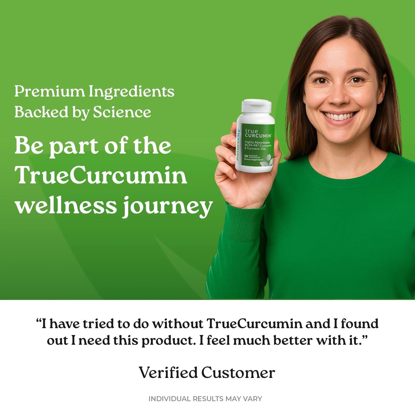 NatureCity True-Curcumin Turmeric Supplement Capsule 30 Count