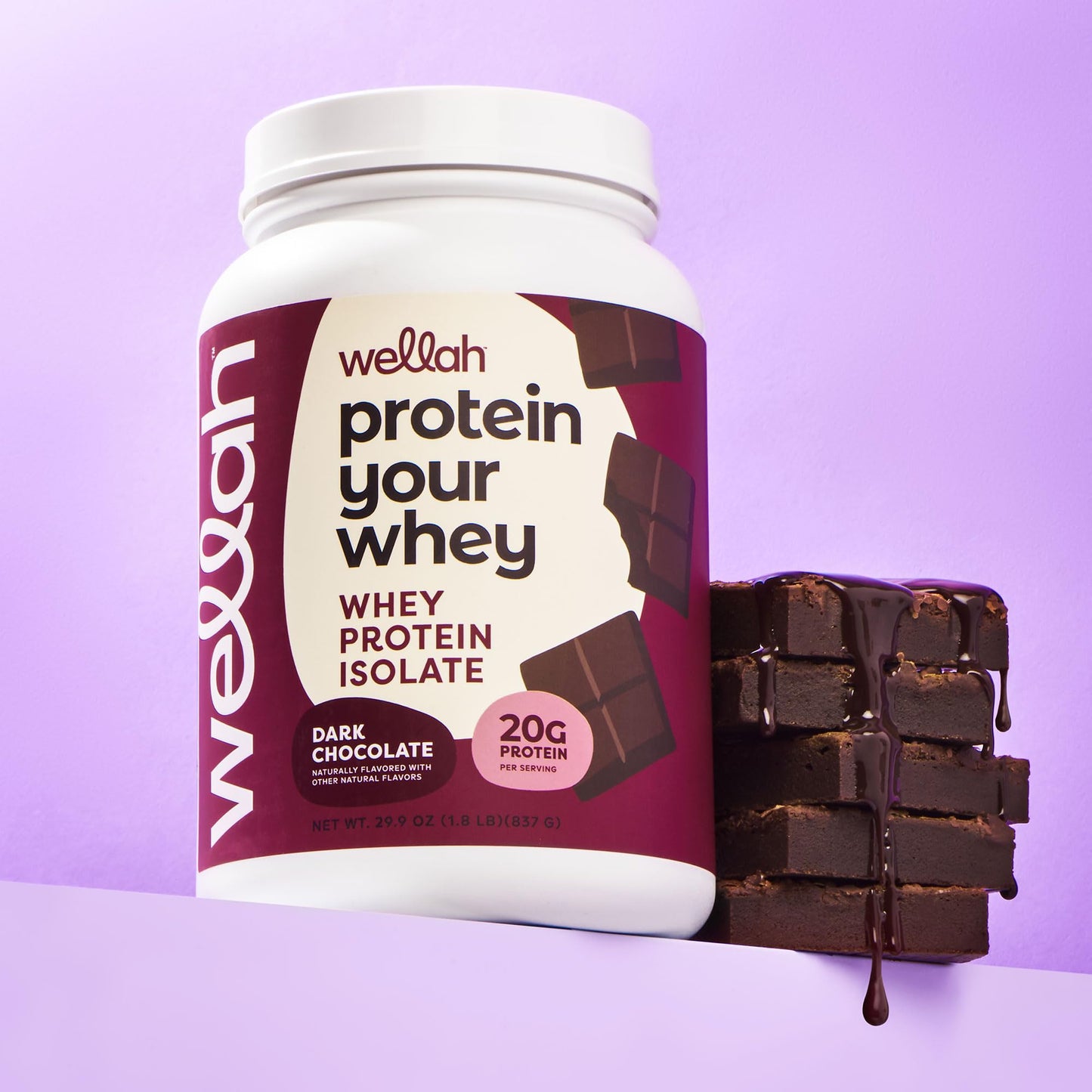 Wellah Protein Your Whey Protein Powder, 30 Servings, Dark Chocolate, 1.71 Pound