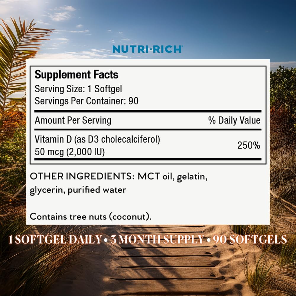 Nutri-Rich Vitamin D3 Softgels 2000 IU (50 mcg) 90 Count