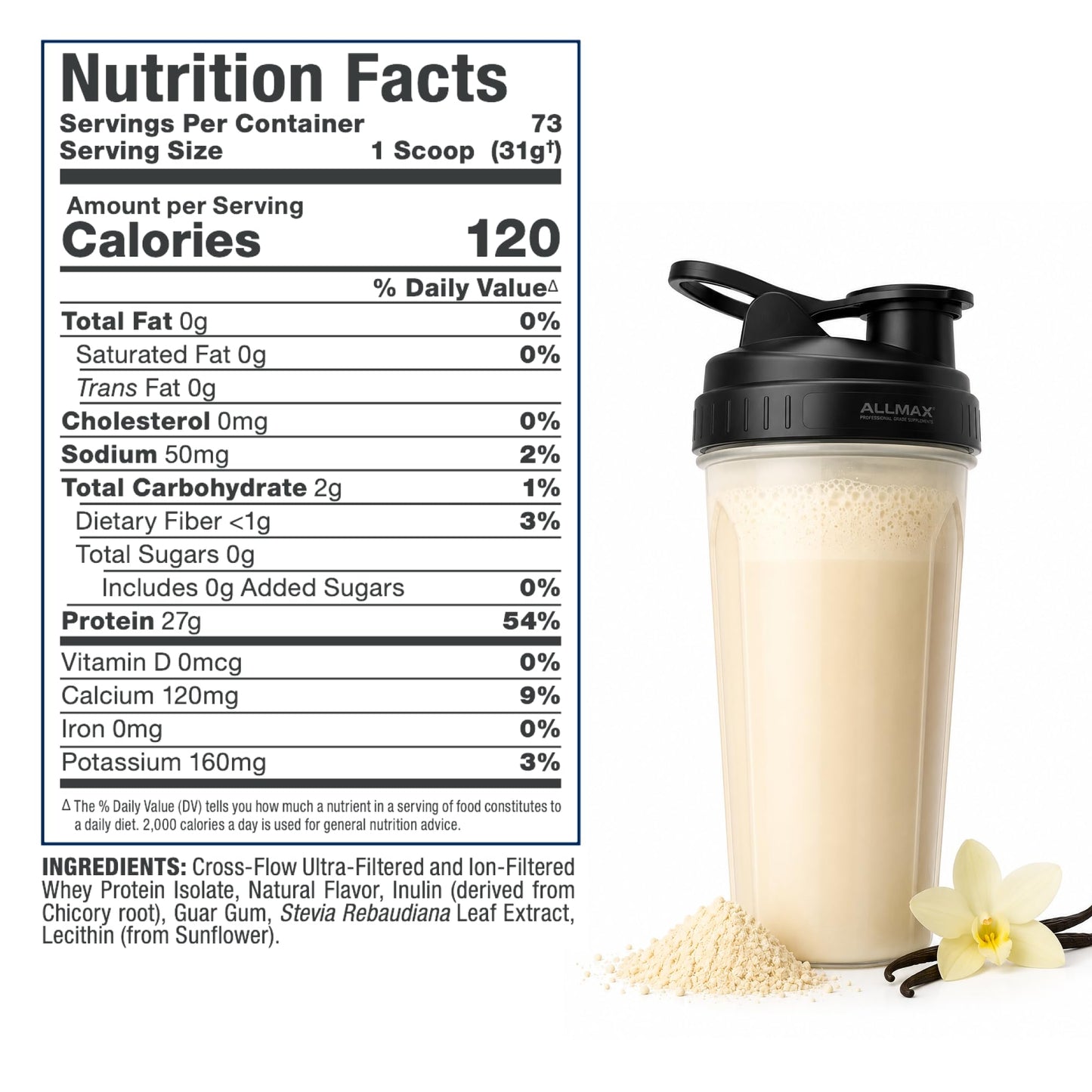 ALLMAX ISONATURAL Whey Protein Isolate Powder Vanilla 80 Servings