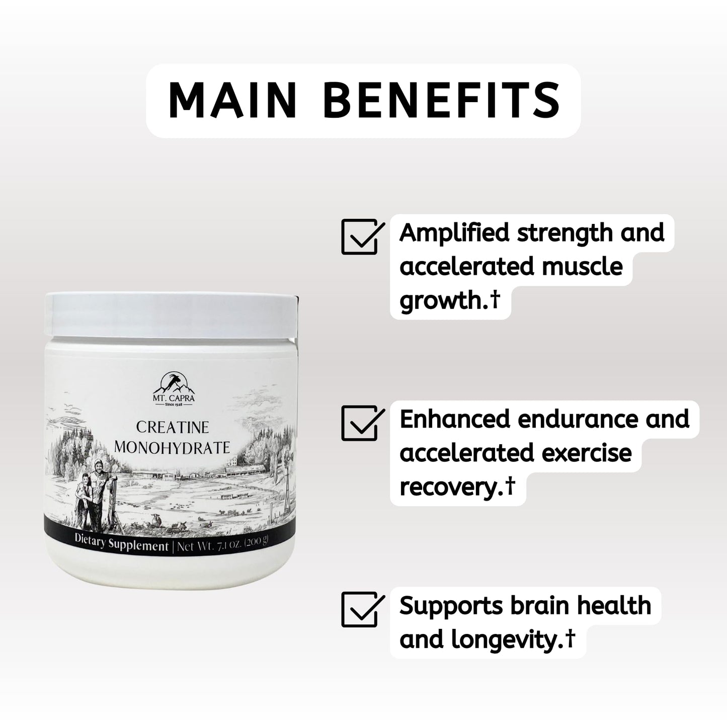 Mt. Capra Creatine Monohydrate Powder 7.1 oz