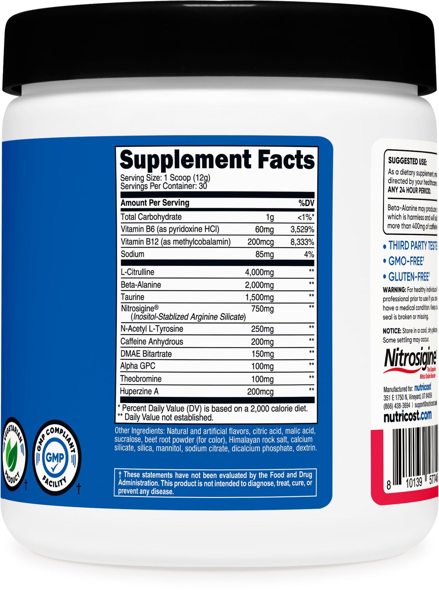 Nutricost Pre-Workout Strawberry Margarita Powder 13.1