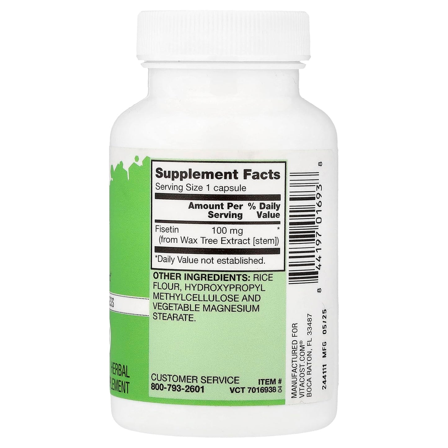 Vitacost Fisetin Flavonoid 100 mg Capsules, 30 Count