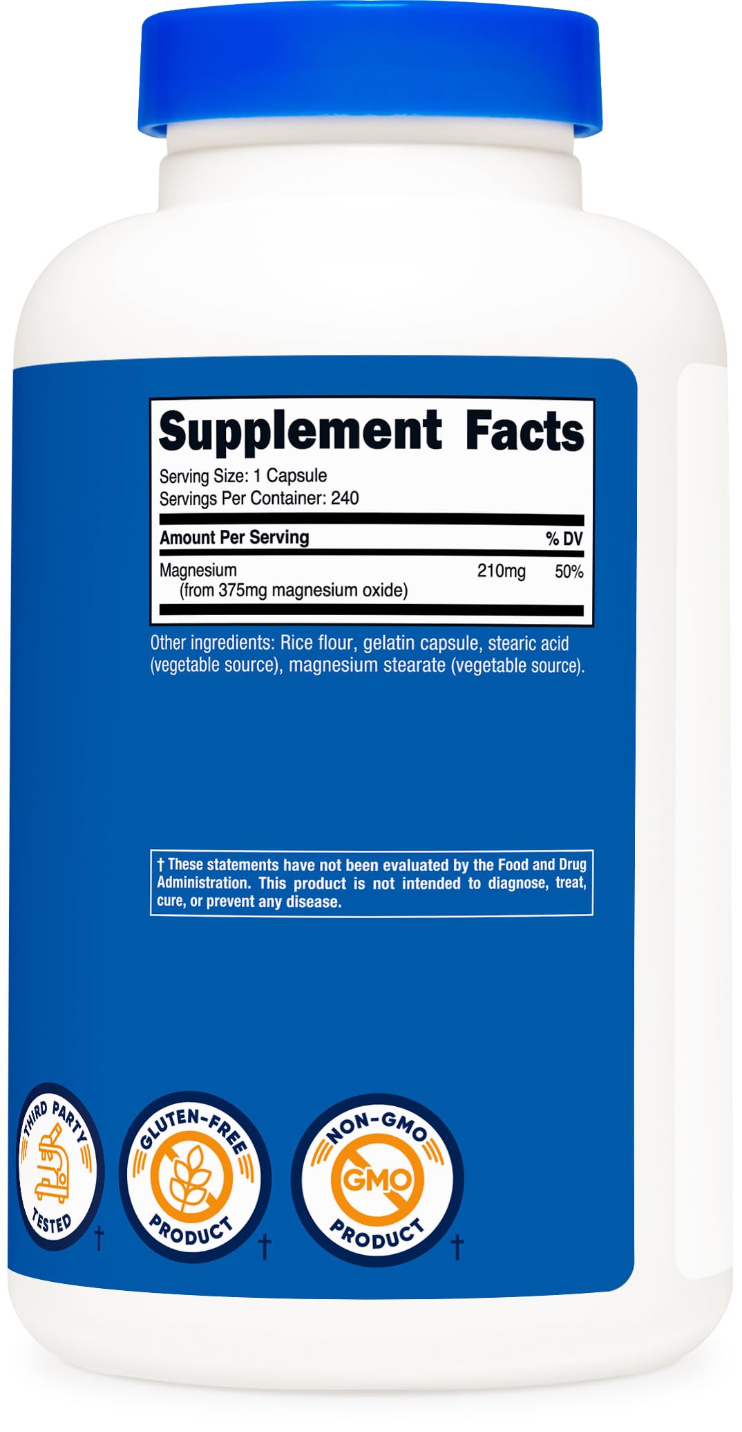 Nutricost Magnesium Oxide 375mg Capsules, 240 Count