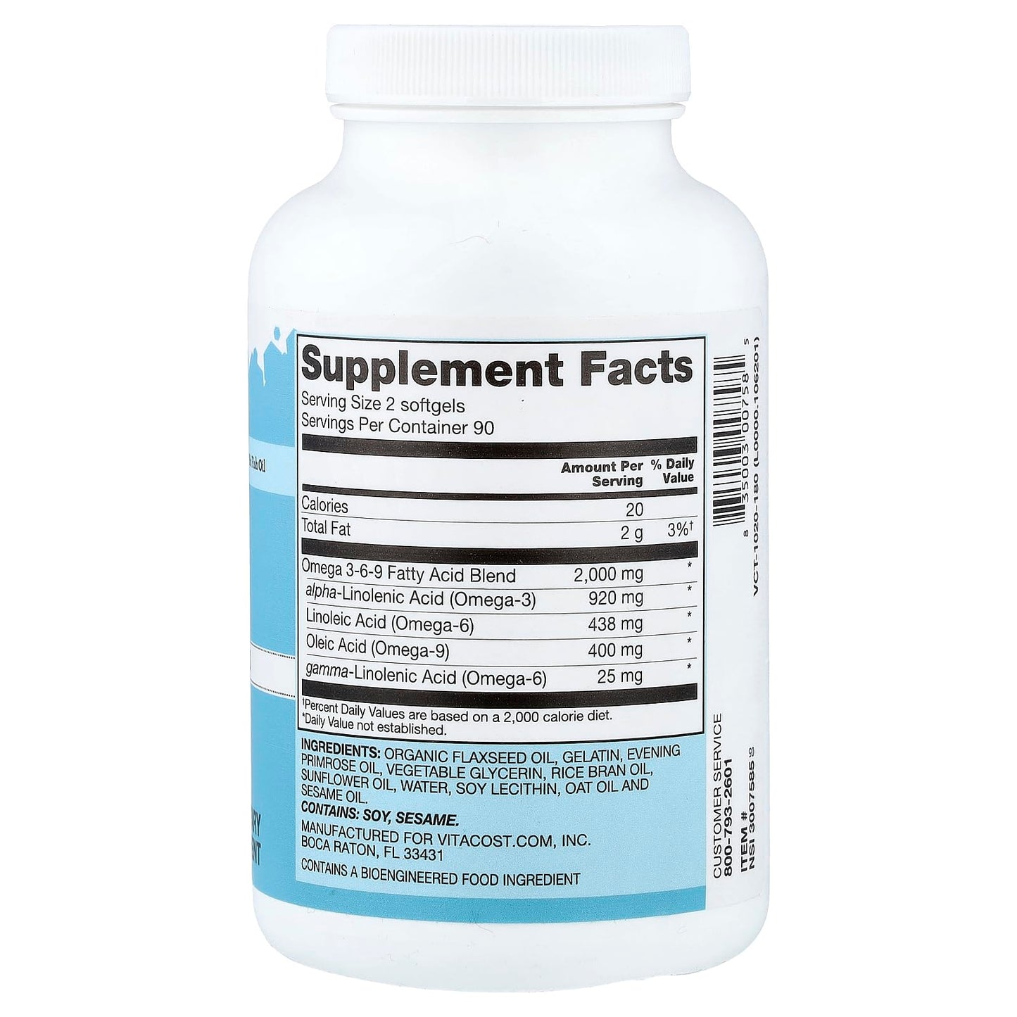 Vitacost Omega 3-6-9 Oil Blend Softgels, 180 Softgels