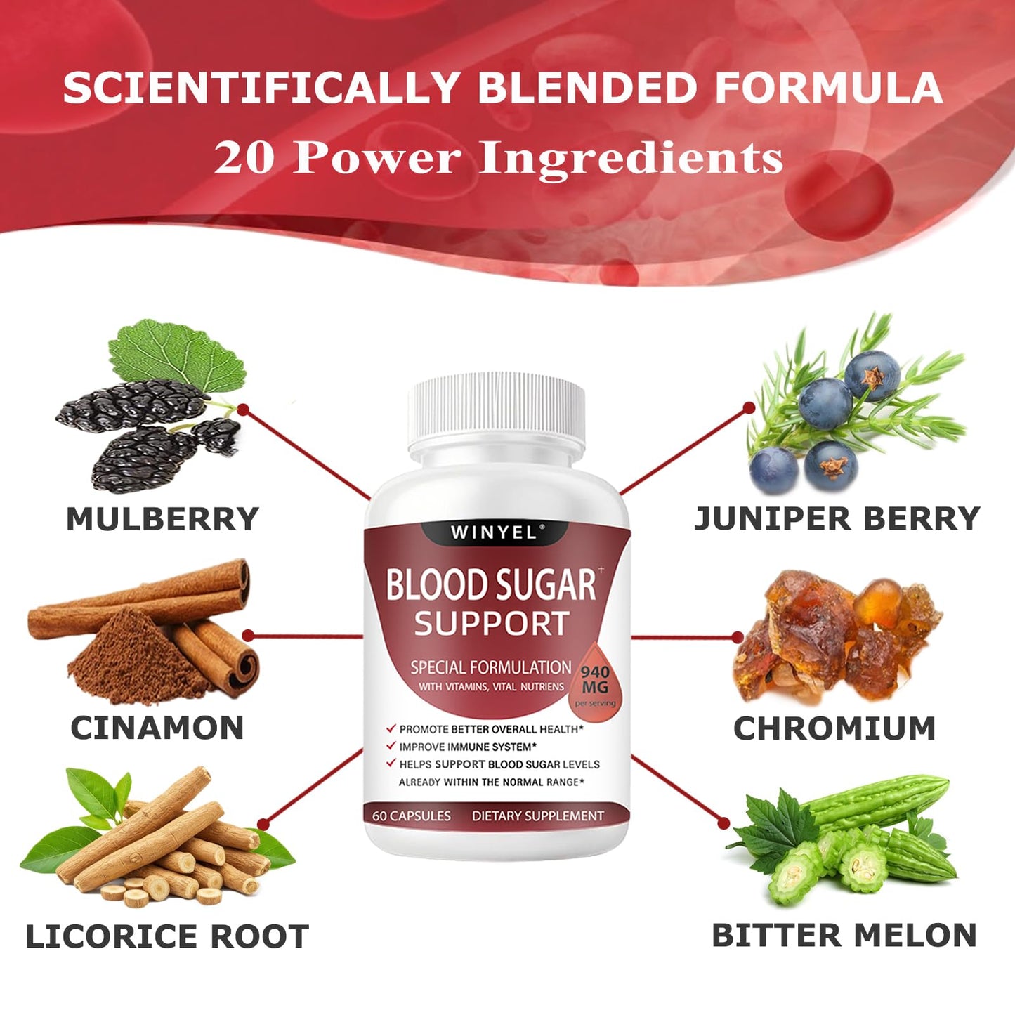 WINYEL Blood Sugar Complex Supplement Capsule, 60 Capsules