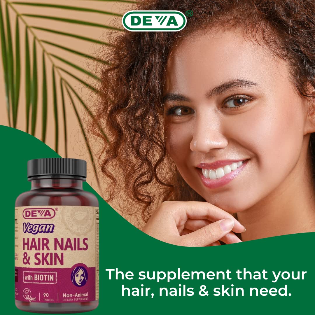 DEVA Vegan Vitamins Hair, Nails & Skin Biotin Supplement Tablets 180