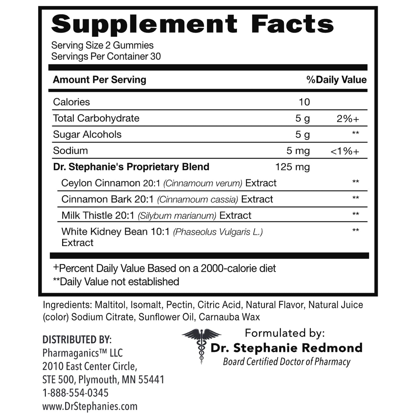 Pharmaganics Dr. Stephanie’s SugarDown Gummies – Ceylon & Cassia Cinnamon Supplement, 4 Pack