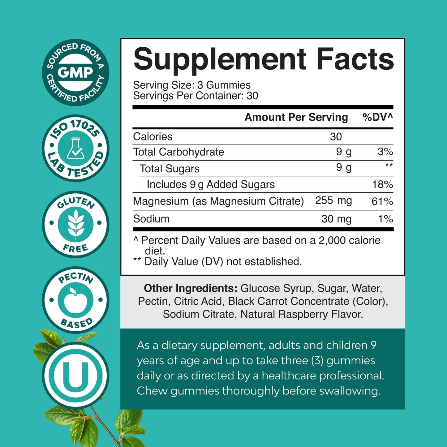 Natures Craft Extra Strength Calm Magnesium Gummies for Adults - Relaxing Magnesium Citrate Gummies with Elemental Mag - Sleep Aid Soft Chews Raspberry Flavored - 90 Count