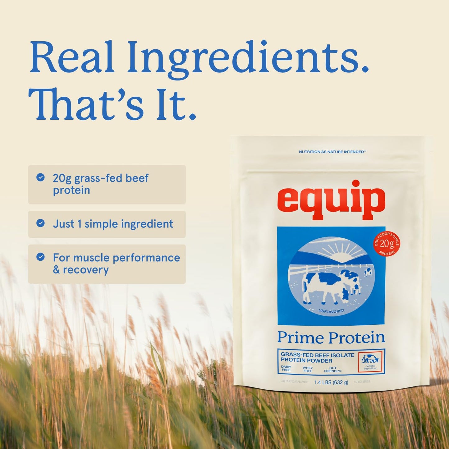Equip Prime Protein Powder (Beef Protein Isolate) 30 Servings