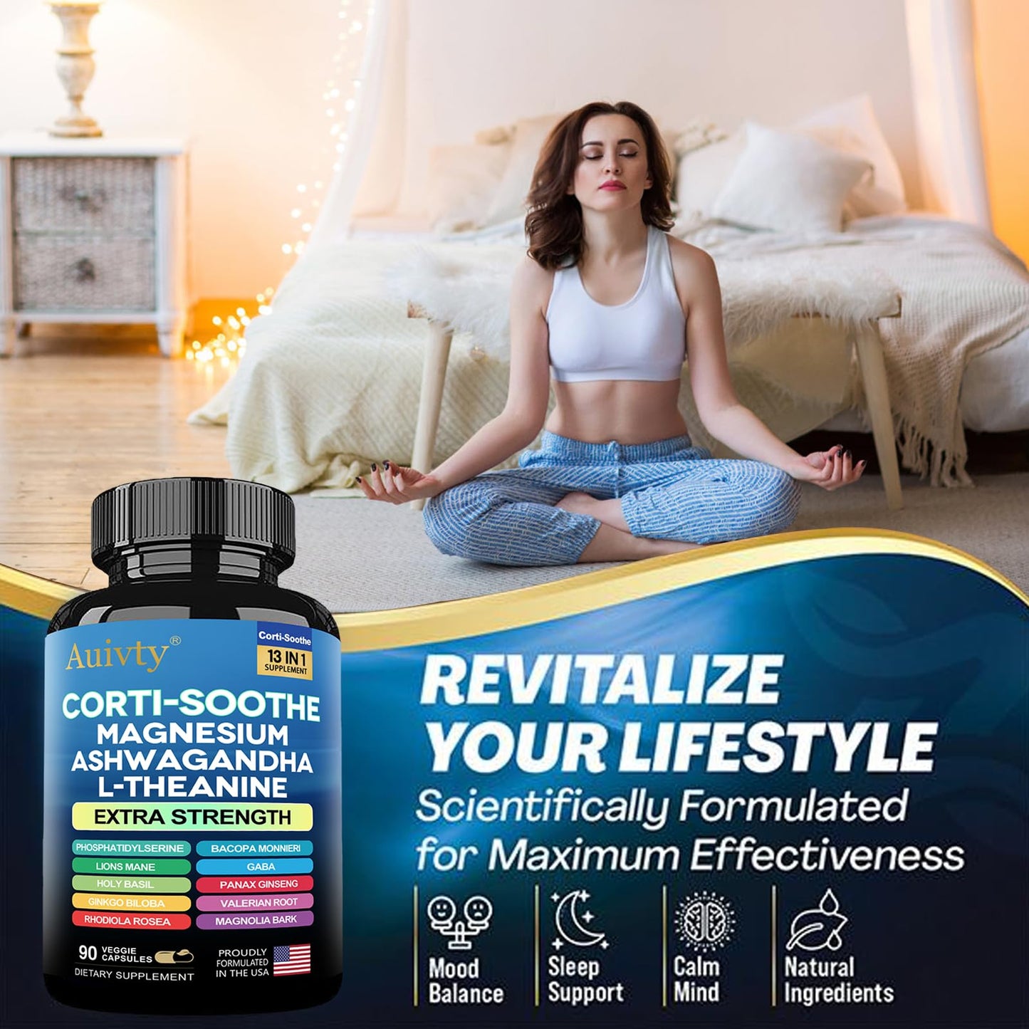 Auivty Cortisol Manager & Adrenal Support 90 Capsules
