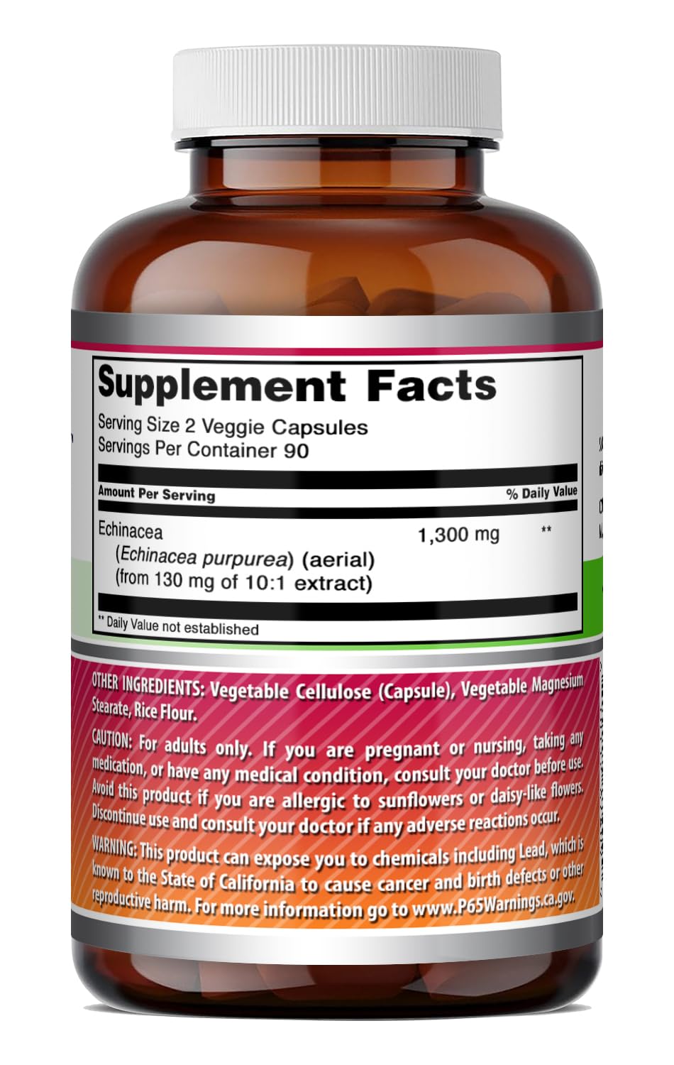 Amazing Nutrition Echinacea 1300 Mg Supplement Capsules, 180 Count