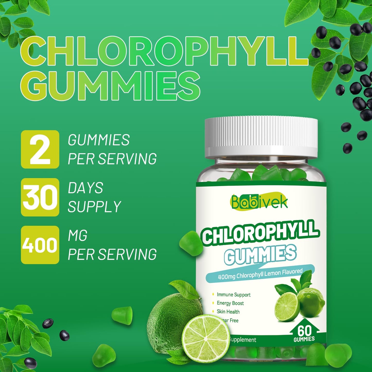 Babivek Chlorophyll Gummies 60 Count