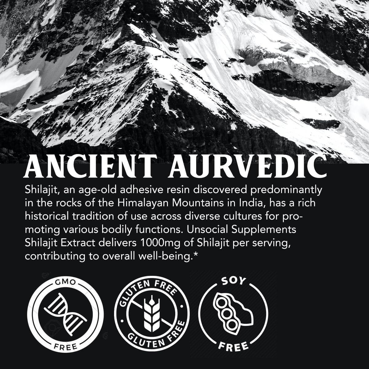 Unsocial Pomade Pure Shilajit Capsules for Men 1000mg per Serving, 90 Capsules
