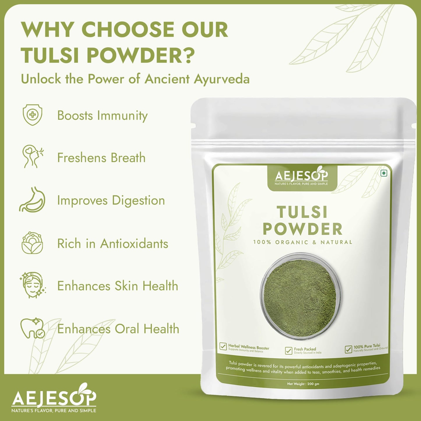 AEJESOP Dried Basil Leaves Powder 7 oz