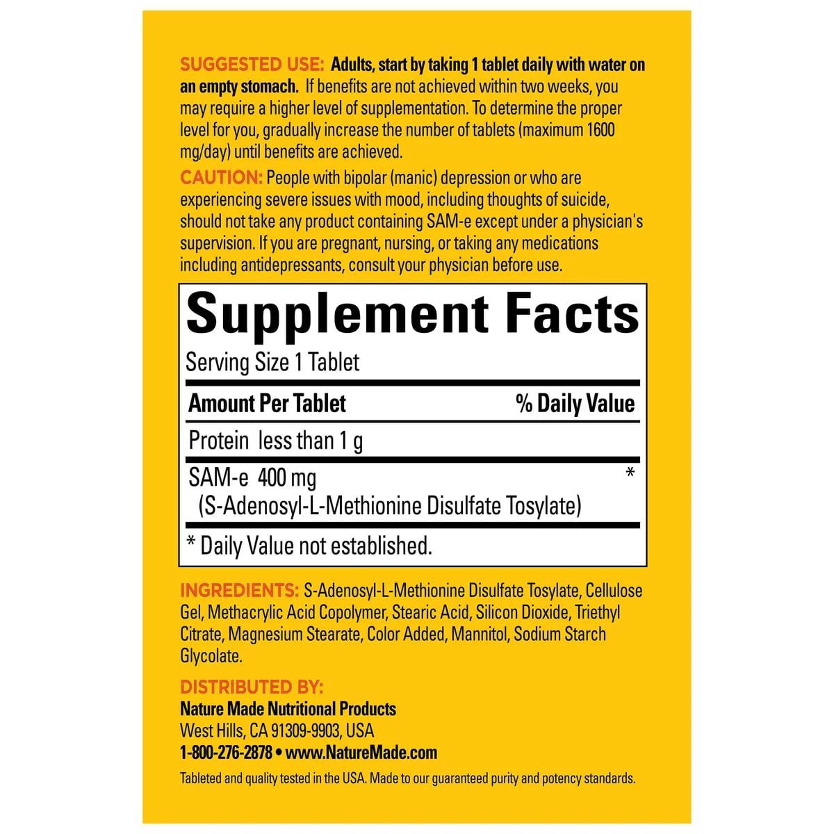 Nature Made SAM-e Complete 400 mg Tablet 60 Count