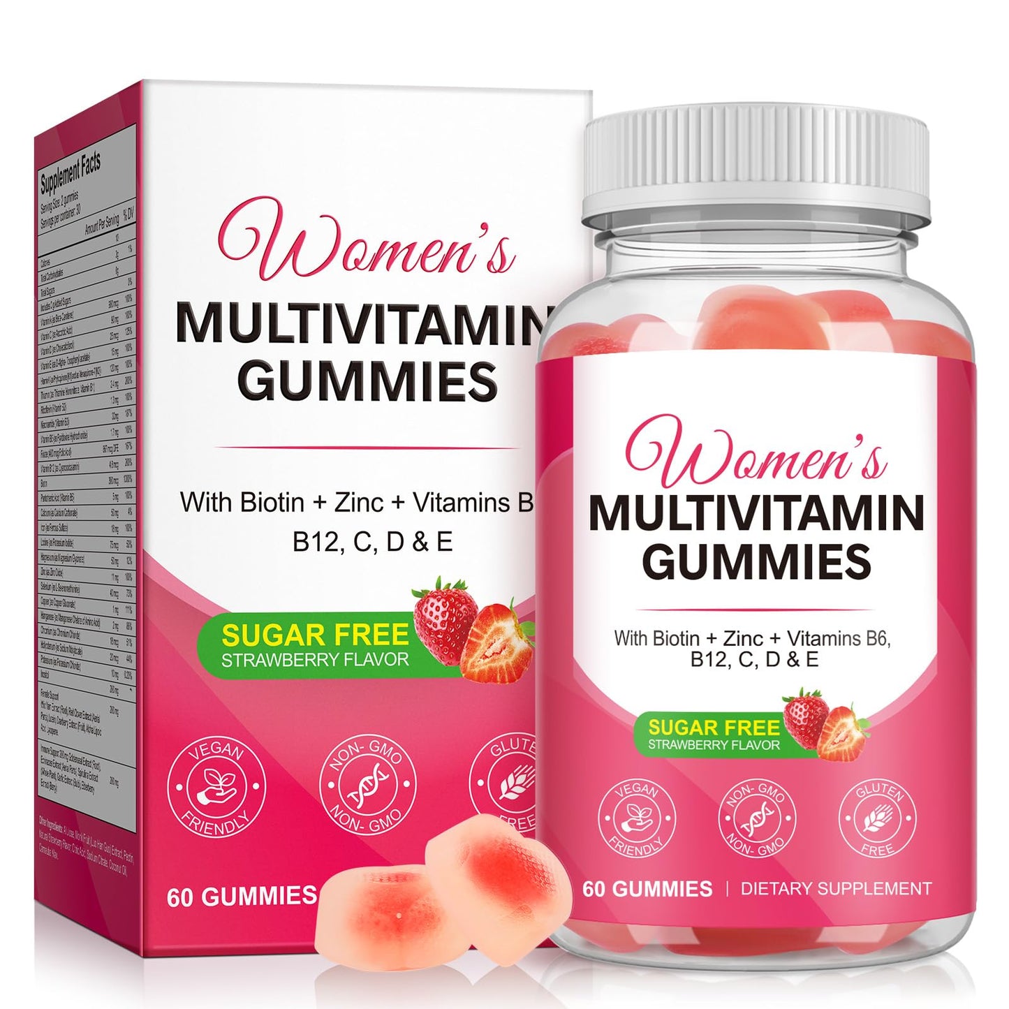 YHFGTTIO Gummy Vitamins Women’s Multivitamin with Vitamin A, C, E and B, B12, 20+ Vitamins, 60 Count