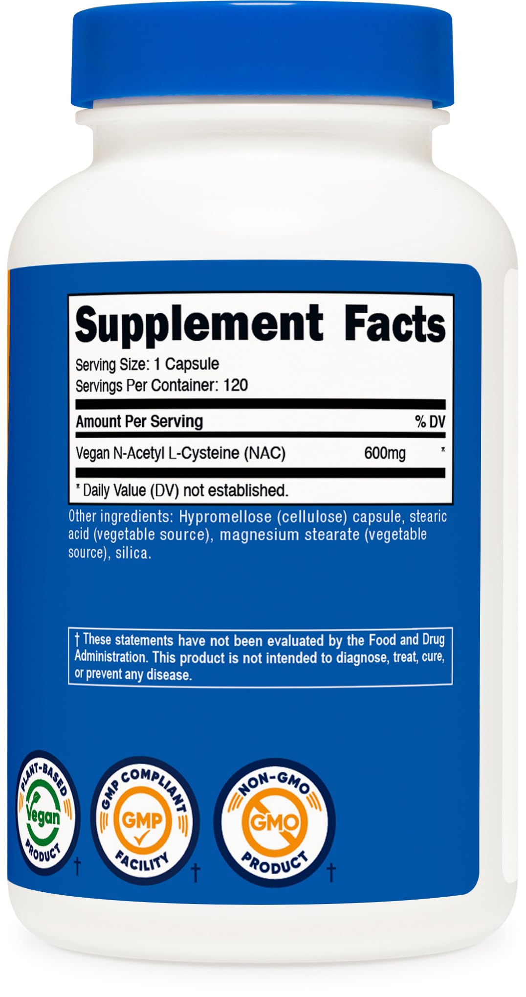 Nutricost N-Acetyl L-Cysteine (NAC) 600mg, 120 Capsules