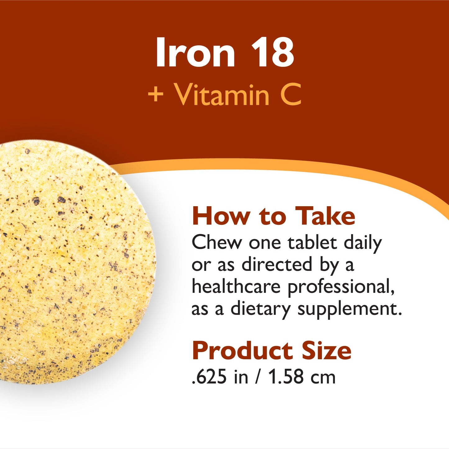 Celebrate Bariatric Supplements Iron+C 18mg Tangerine Tablets, 30 Count