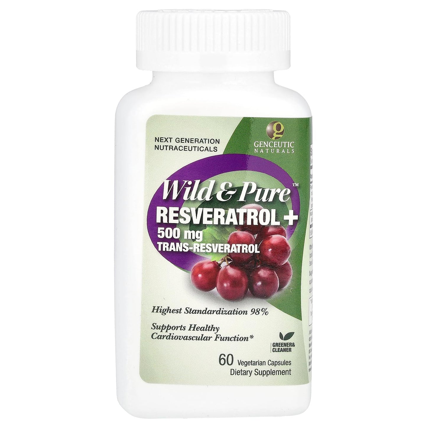 Genceutic Naturals Wild & Pure Resveratrol Vegetarian Capsules, 60 Capsules