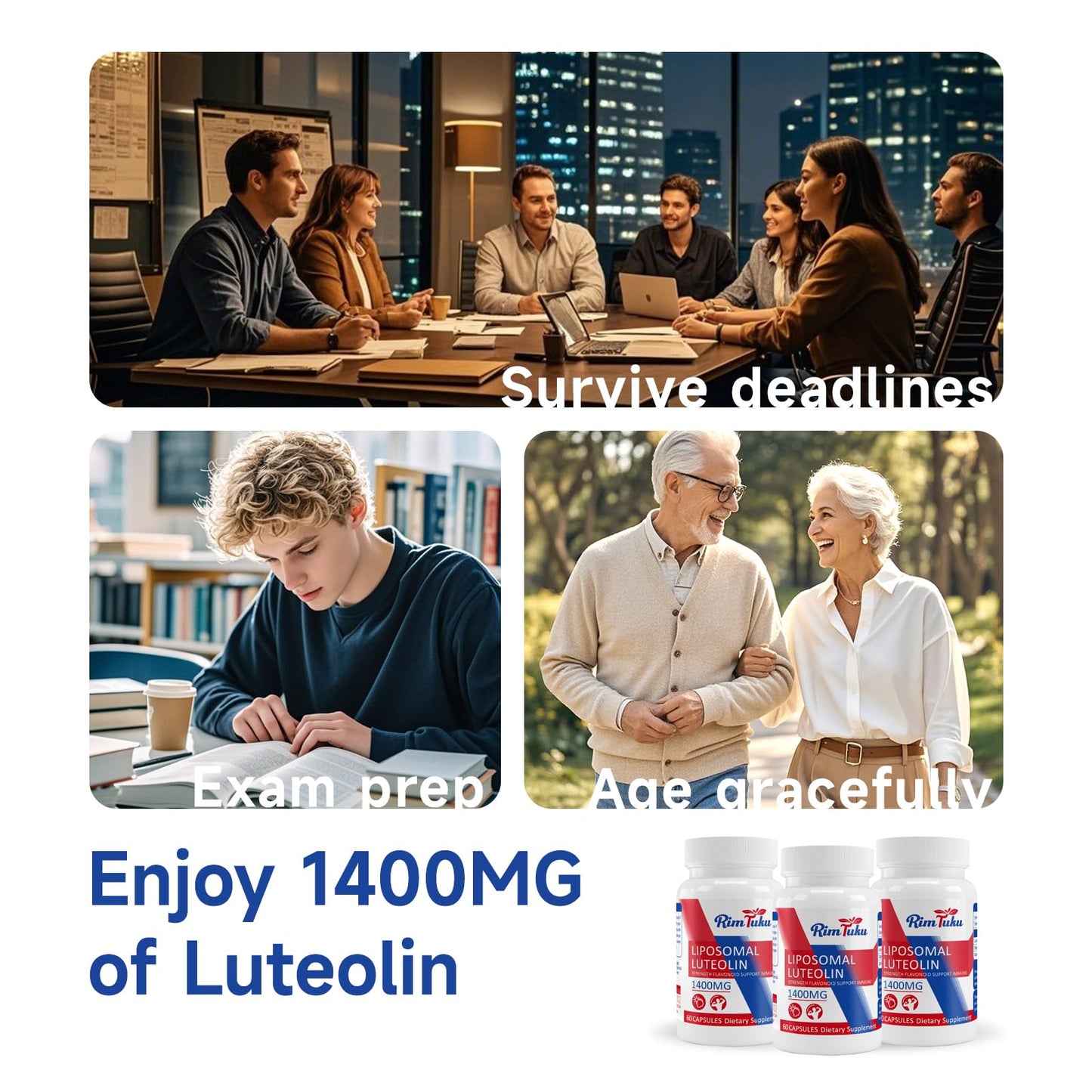 RimTuku Liposomal Luteolin 1400mg Capsule, Maximum Absorption Premium Antioxidant for the Brain, 60 Capsules