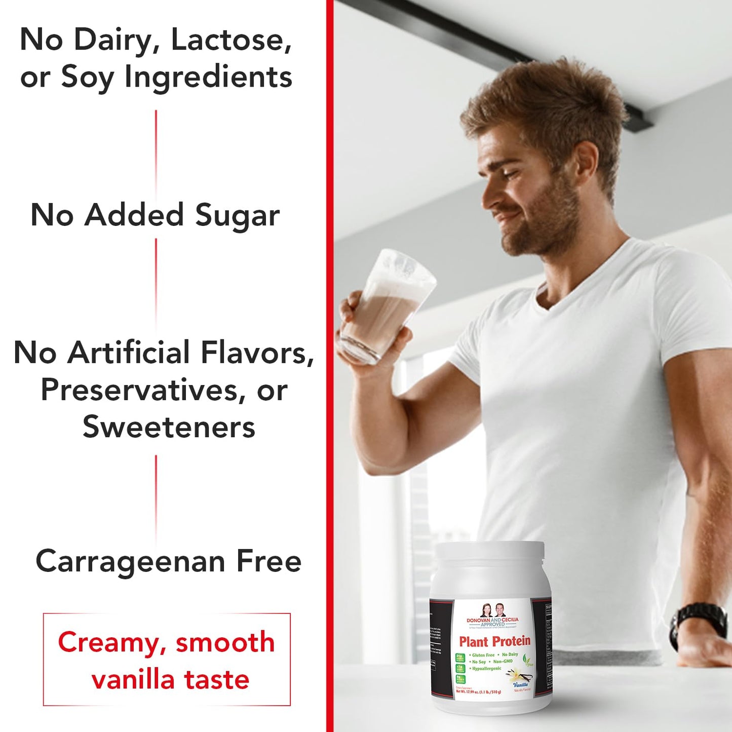 Donovan and Cecilia Approved Vegan Plant Protein Vanilla Powder 1.12 Pound