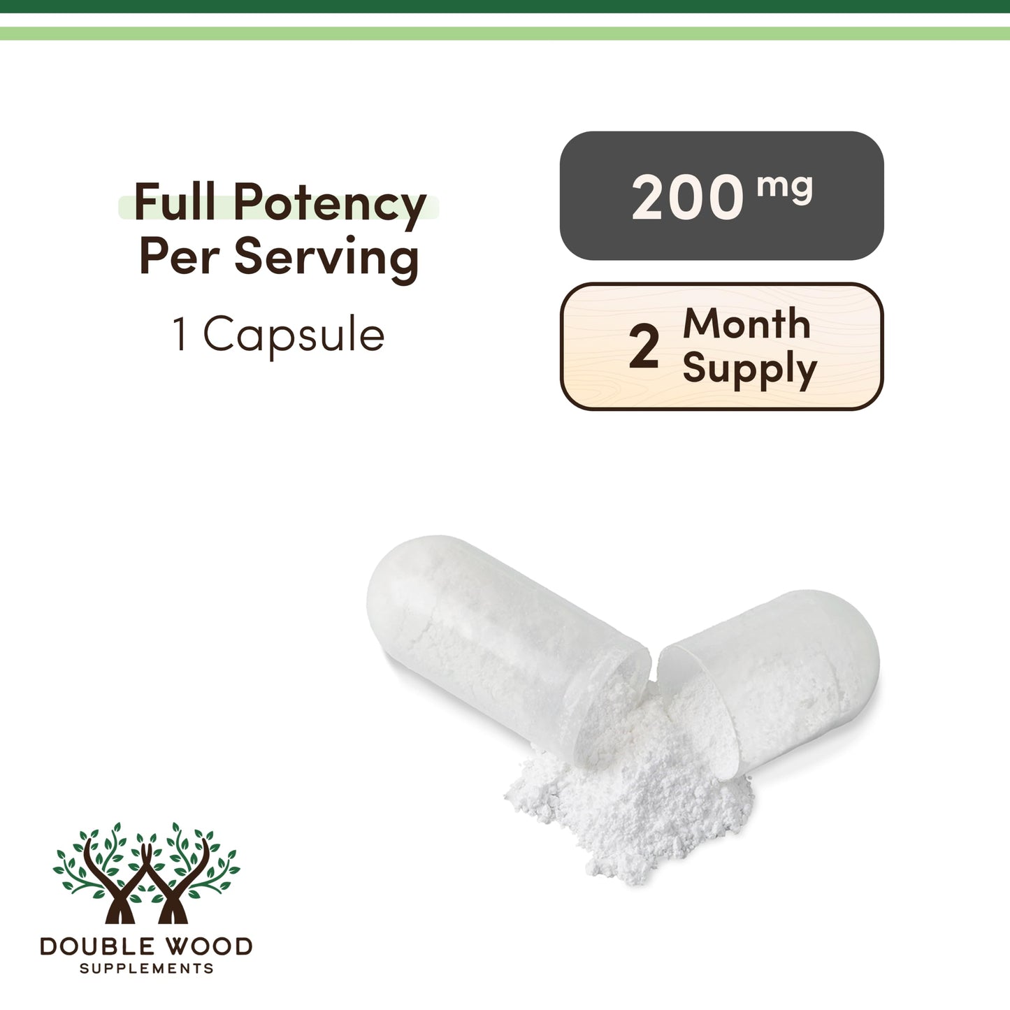 Double Wood Supplements L-Theanine 200mg, Calm, Restful Sleep & Focus, 60 Capsules