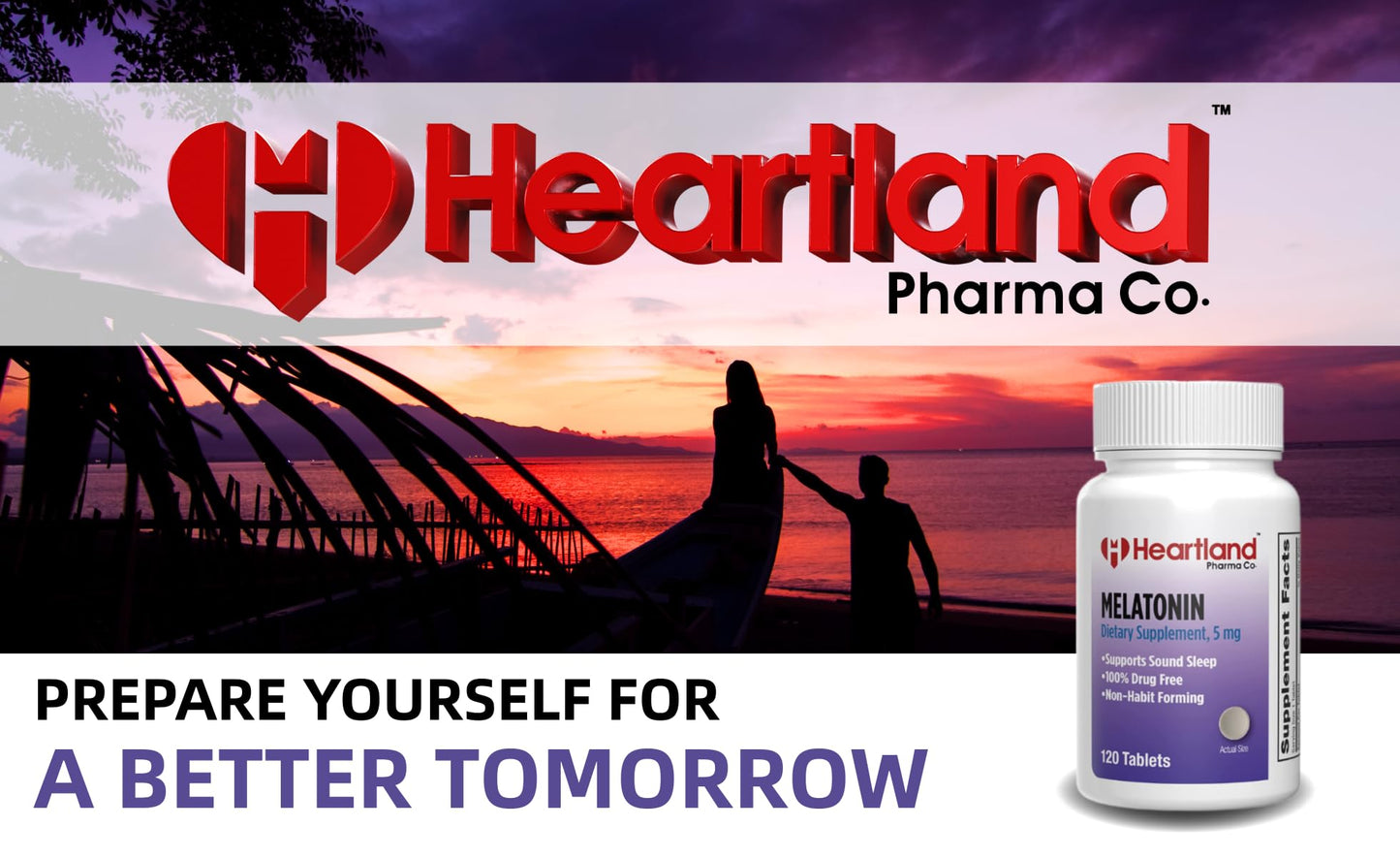 Heartland Pharma Melatonin 5mg Tablet, Sleep Support, USA Manufactured, 120 Tablets