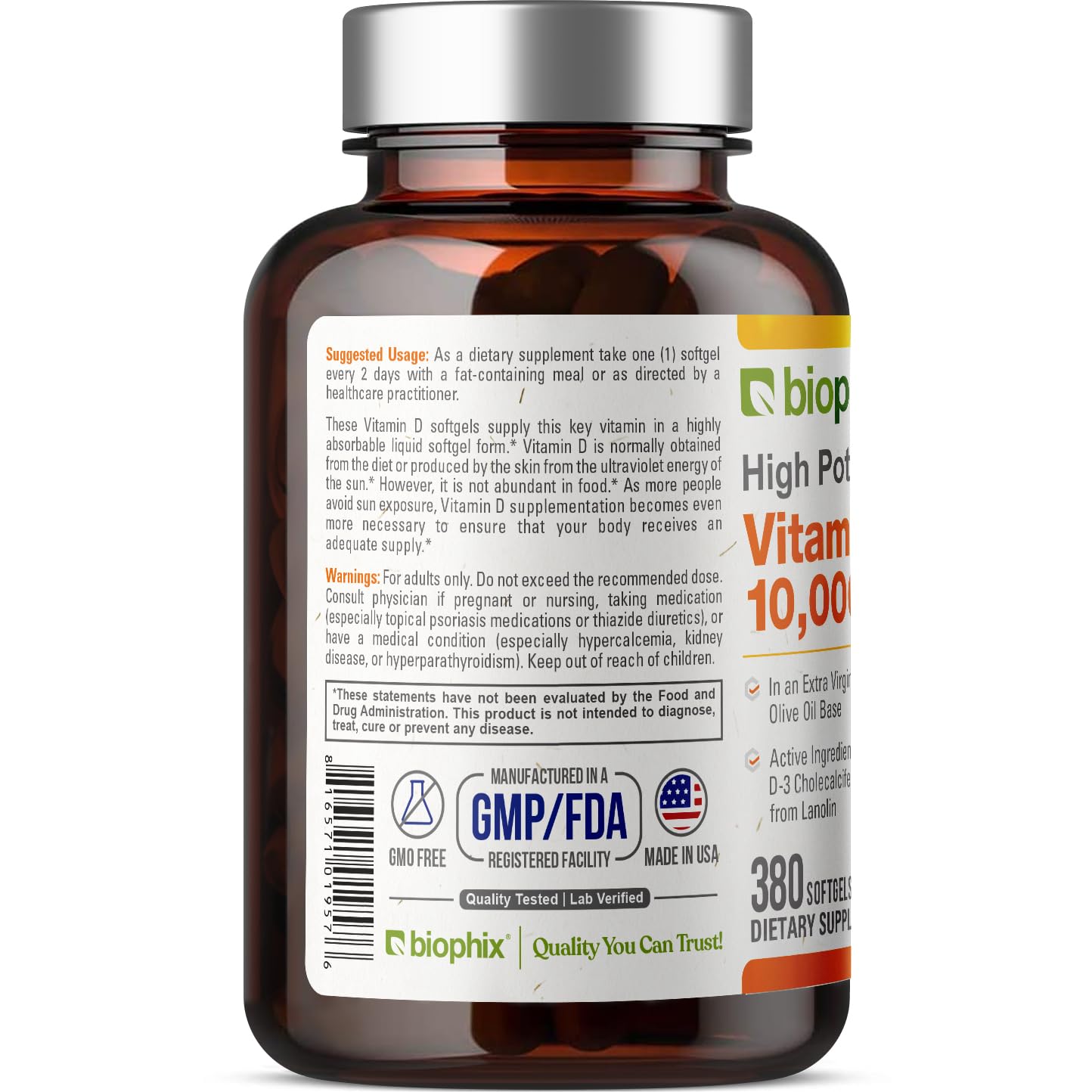 Biophix Vitamin D-3 10000 IU Softgels 380 Count