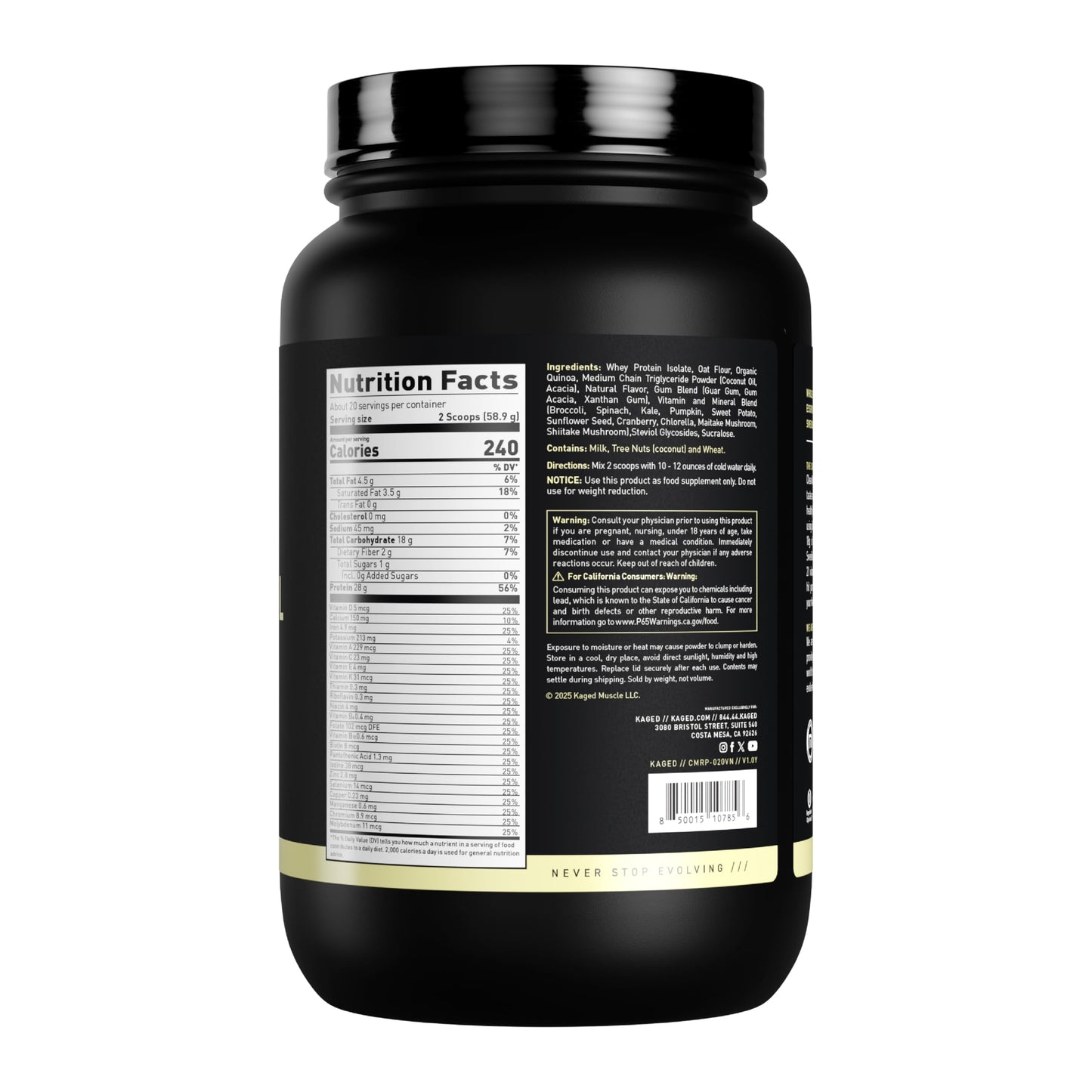 Kaged Clean Meal Powder Vanilla Cake, 41.76 Ounce