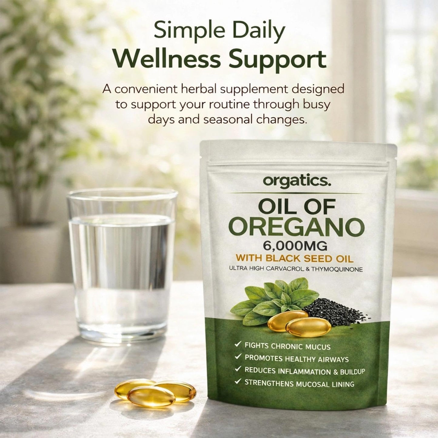 orgatics Oregano & Black Seed Softgels, 300 Count