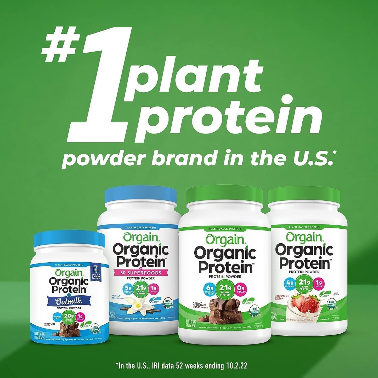 Orgain Organic Protein + Superfoods Powder (Vanilla Bean) and Orgain Organic Greens Powder + 50 Superfoods (Berry), 2-Piece Assortment