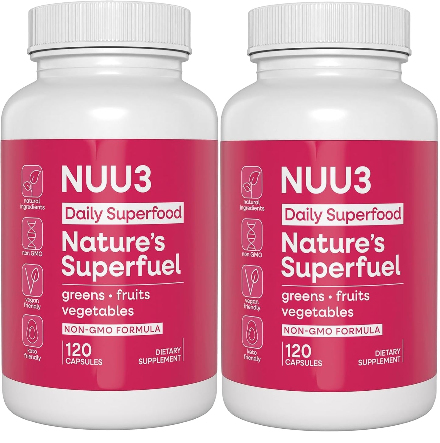 NUU3 Nature’s Superfuel Provides Daily Nutritional Support for Immunity, Wellness, Active Lifestyle & Well-Being - Vitamins Minerals & Antioxidants - 240 Capsules