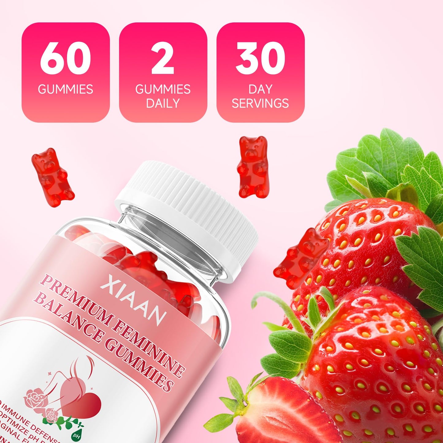XIAAN Feminine Balance Gummies, 60 Count