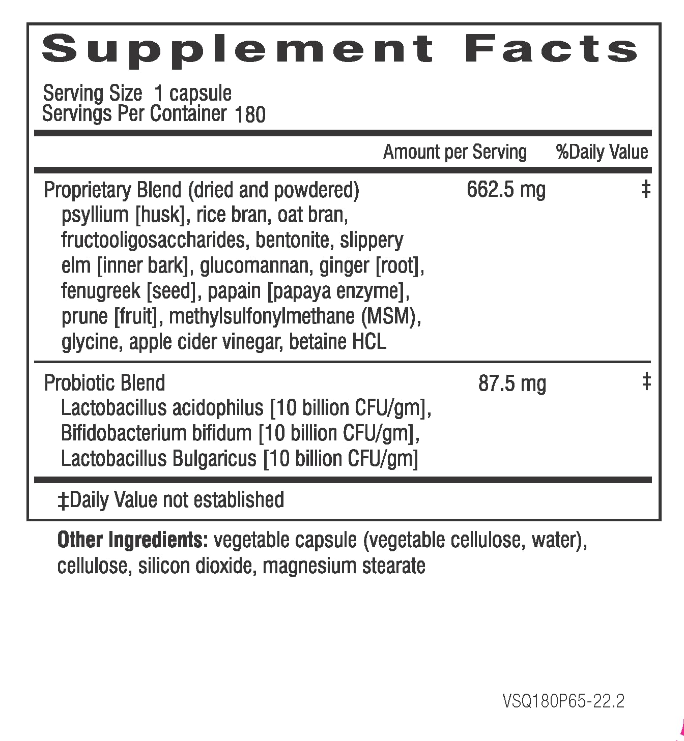 Doctor Wilson's Original Formulations Squeaky Clean Gut and Digestive Support with Fiber, Probiotics, Enzymes and More Capsules 180