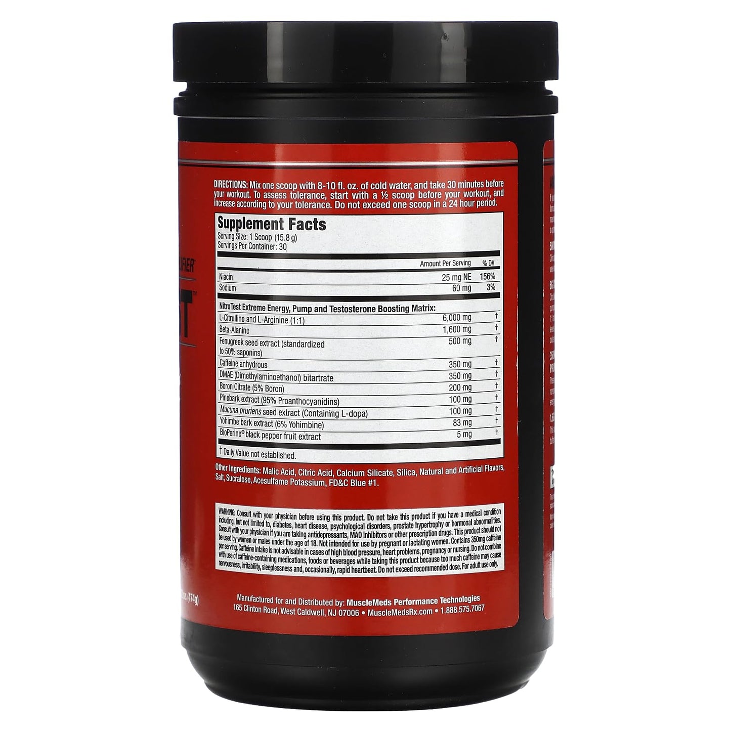 MuscleMeds Nitrotest Pre-Workout Powder, 1 Count