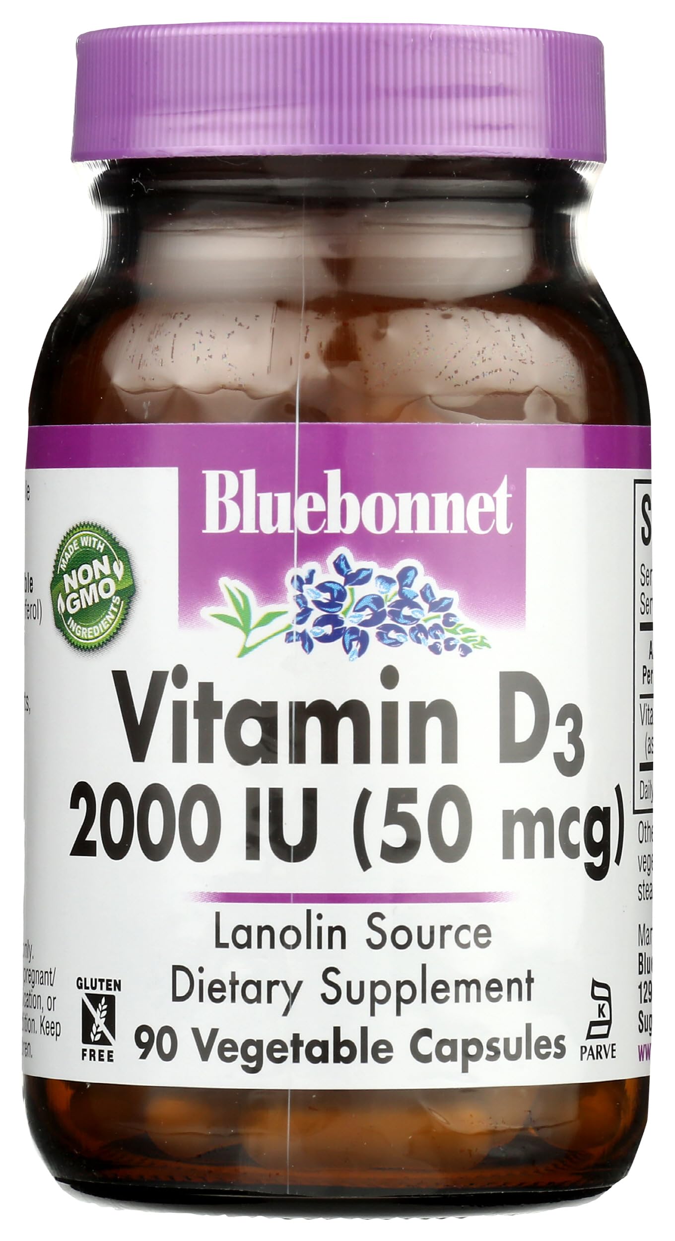 BlueBonnet Vitamin D3 2000 IU Vegetable Capsules 90 Count