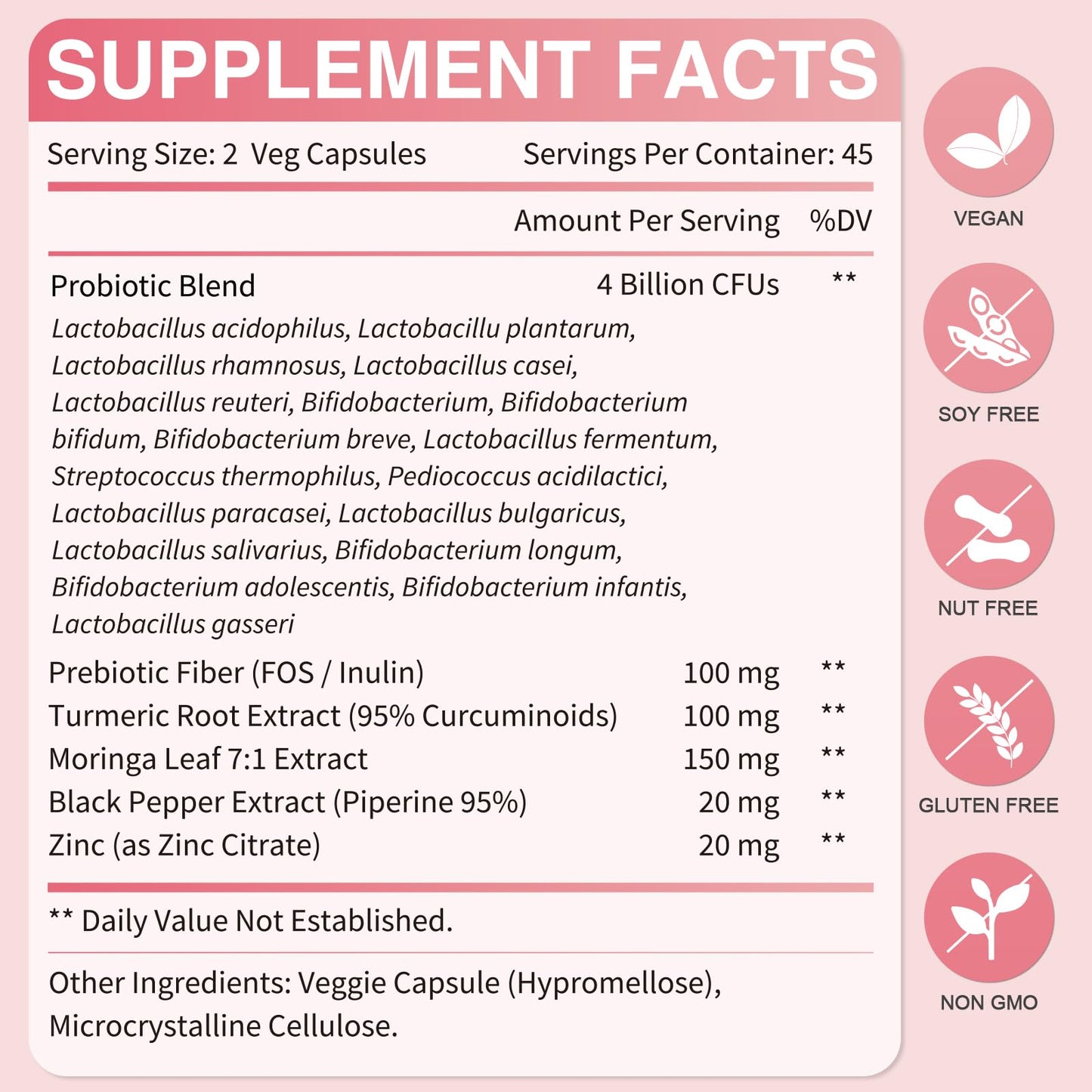 LUNANUTRI Women Probiotic Capsule, 180 Billion CFU, 18 Strains, with Prebiotics, Turmeric, Zinc, Black Pepper & Multi-Enzymes, Digestive & Immune Support, Metabolic Wellness, 1 Count