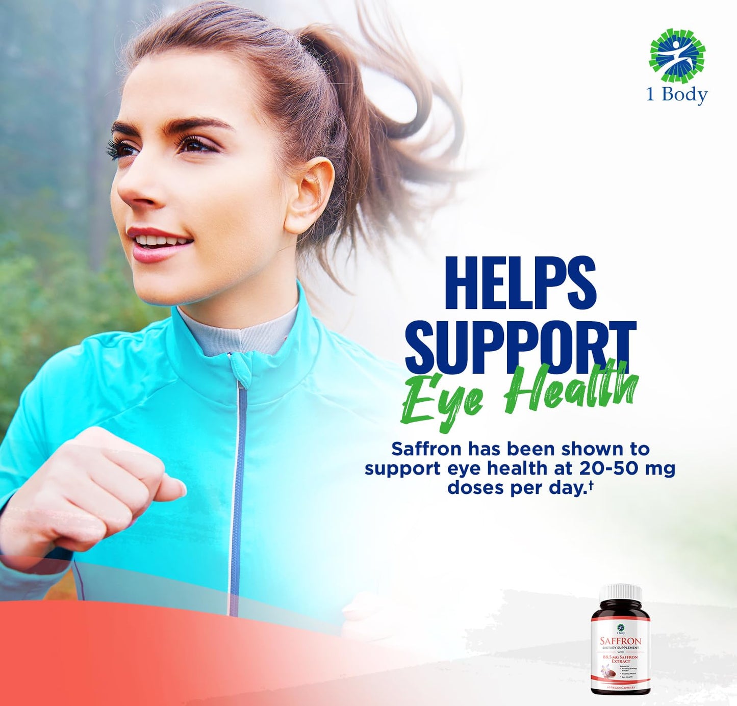 1 Body Saffron Extract Supplement Capsules, 60 Count